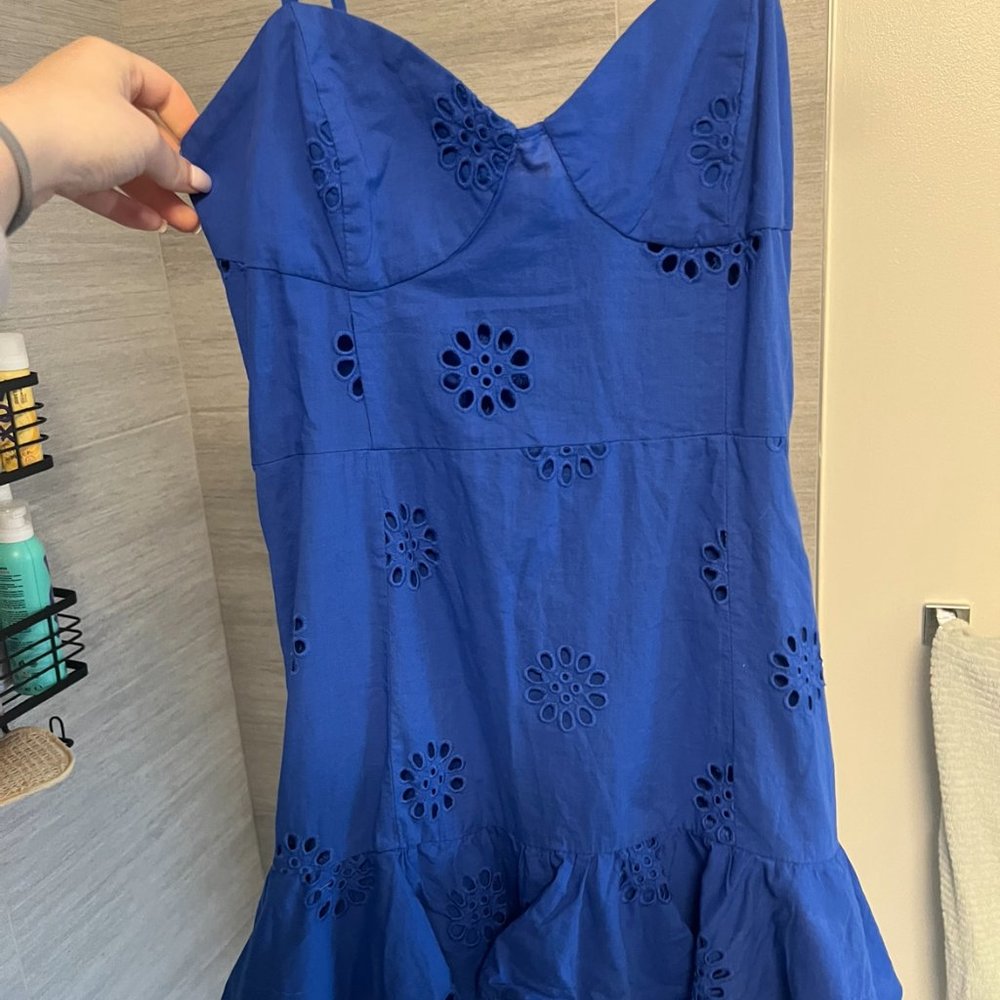 Zara Strapless Blue Mini Dress in XS